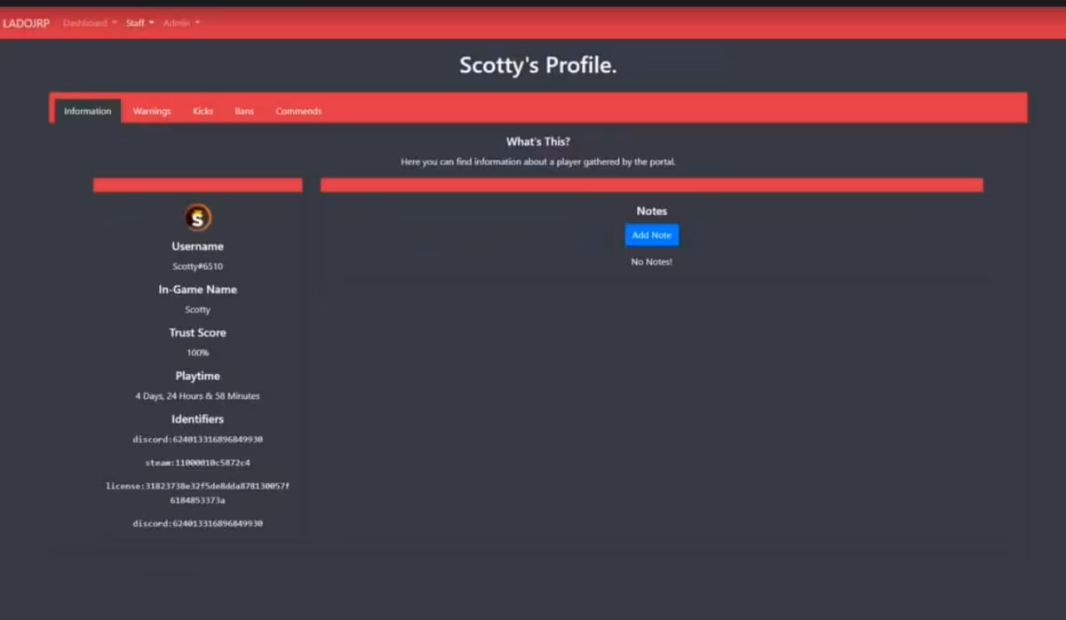 Portal de personal (Panel web) - Advertir, Expulsar, Banear, Comando FiveM vista previa del recurso 4