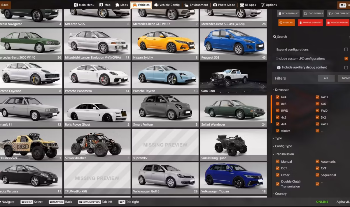Vista previa del recurso BeamNG Vehicle Package FiveM 2
