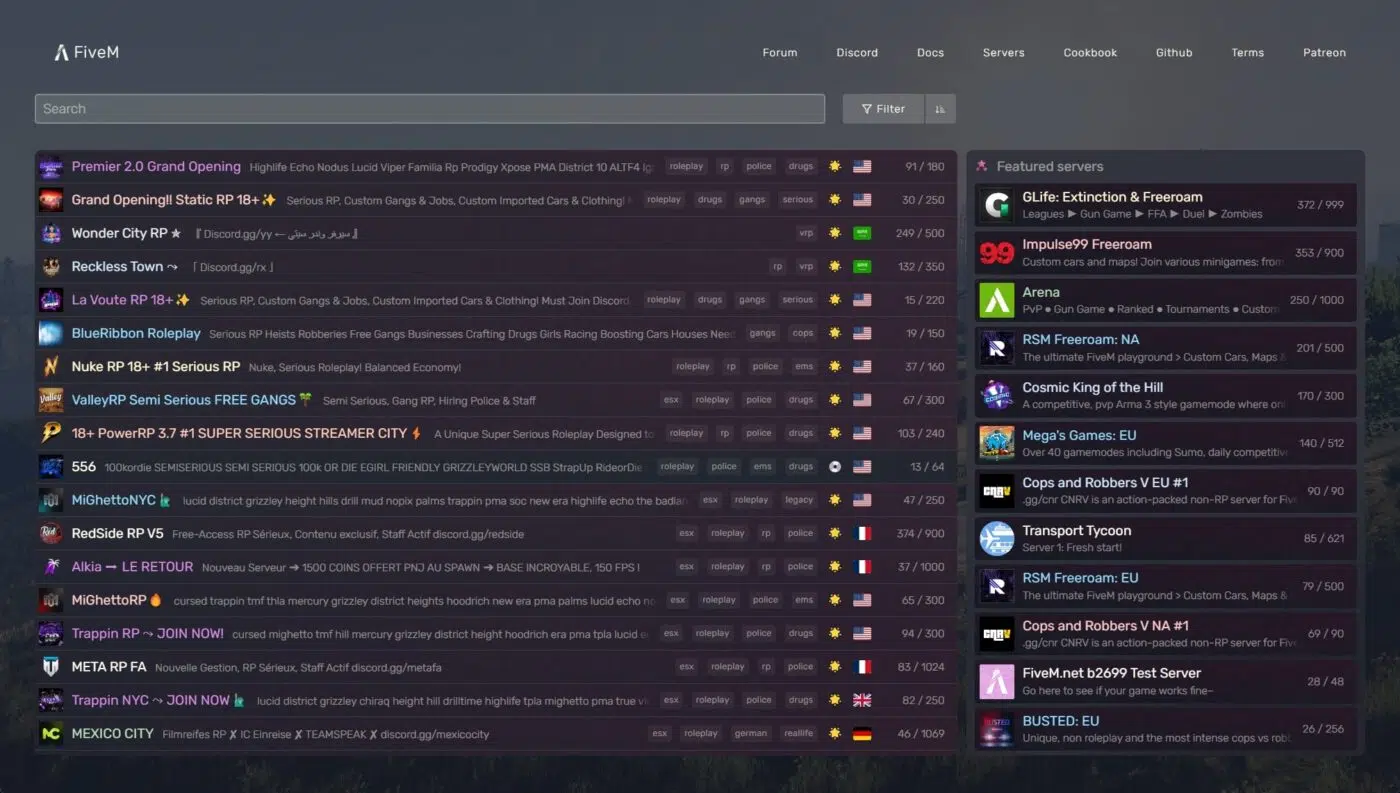 FiveM Serverlist Image, servers.fivem.net