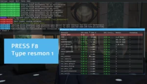 Captura de pantalla de la consola Resmon FiveM