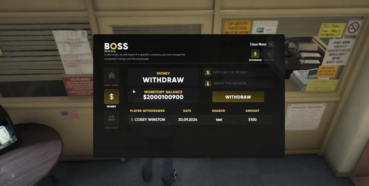 Vista previa del recurso Advanced Boss & Gang Menu FiveM 2