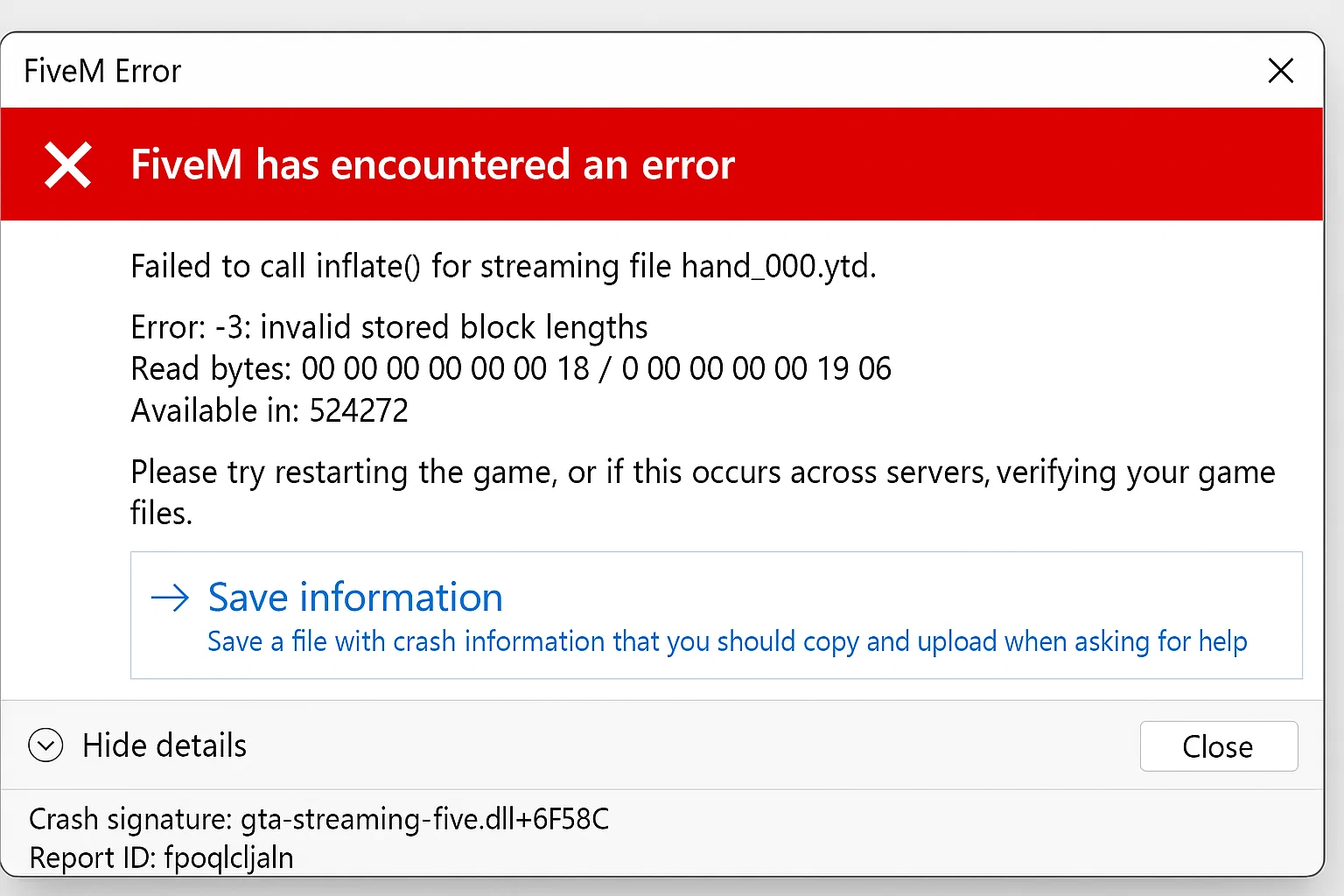 Cómo solucionar el error "Error al inflar" en FiveM (Guía paso a paso)
