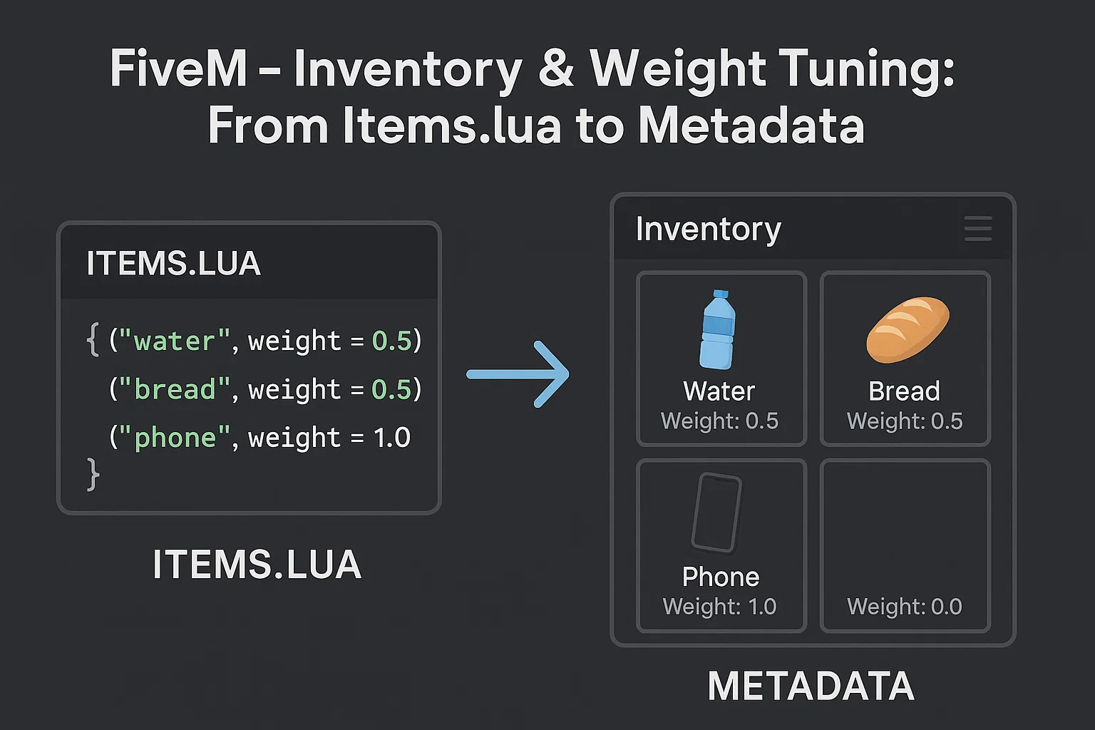 Ajuste de inventário e peso: de items.lua para metadados