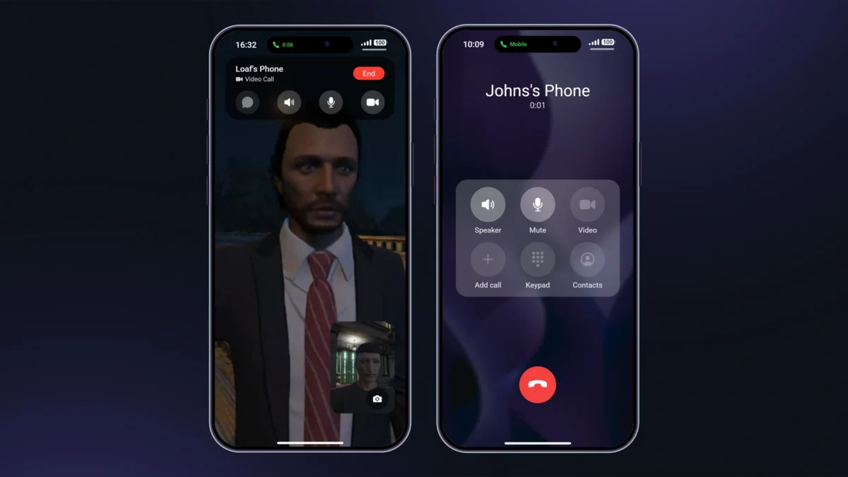 Interface de chamadas do aplicativo LB Phone v2
