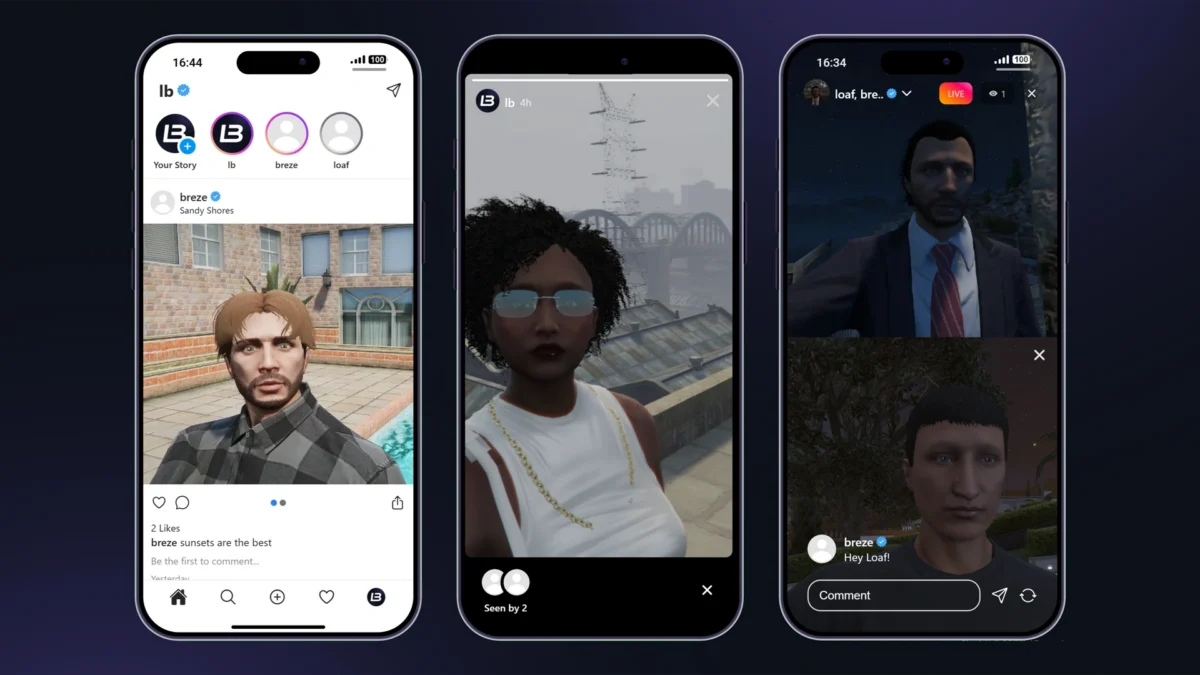 Interface do aplicativo social LB Phone v2 InstaPic