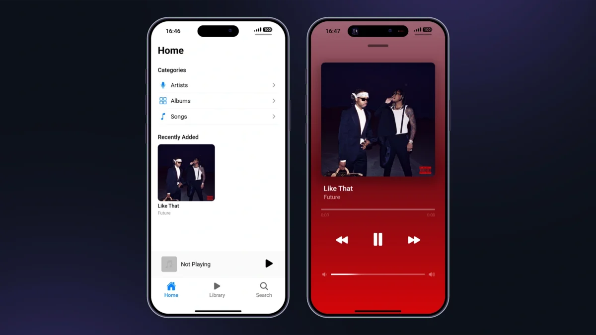 Interface do aplicativo de música do LB Phone v2