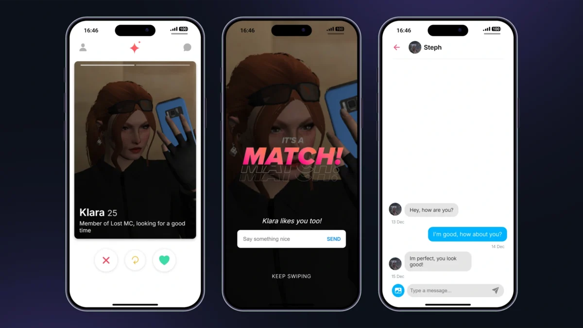 LB Phone v2 interface do aplicativo de namoro Spark