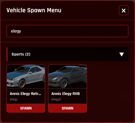 FiveM Vehicle Spawn Menu: Notas de Standalone