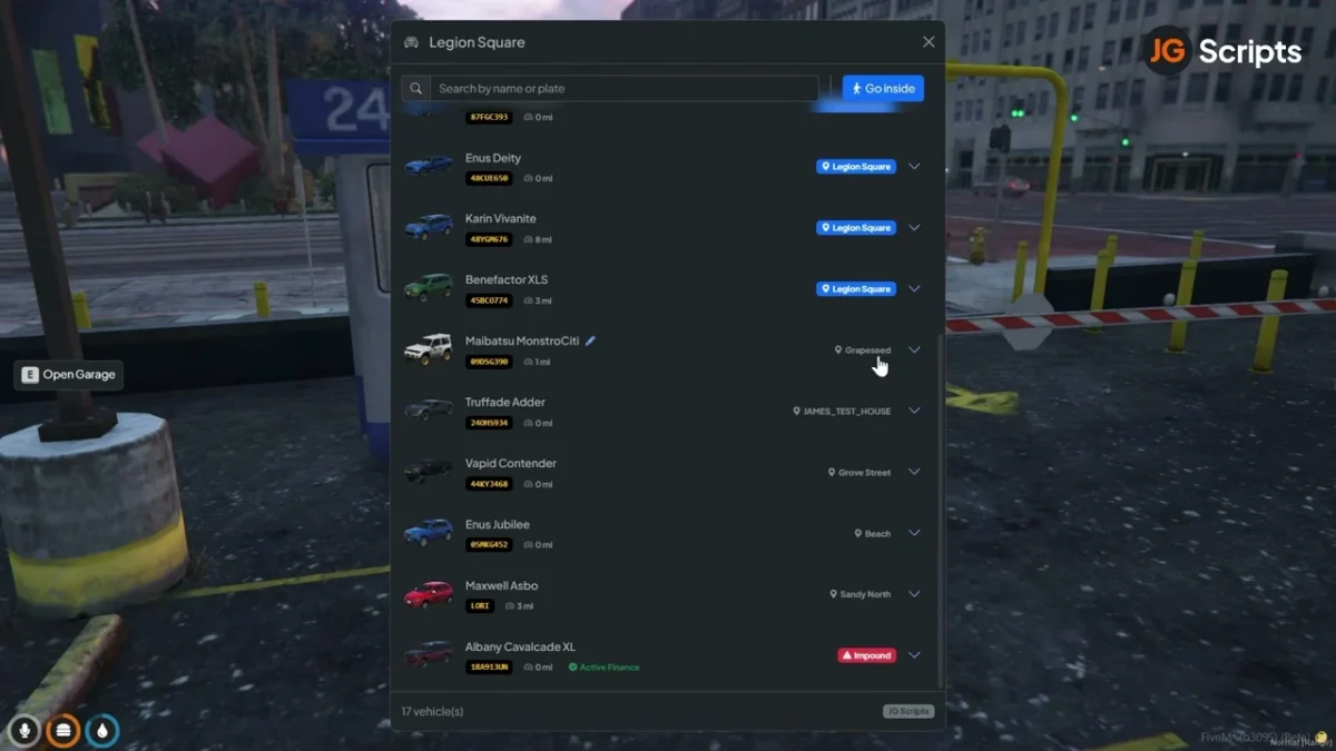 Vista previa del recurso JG Advanced Garages FiveM 2