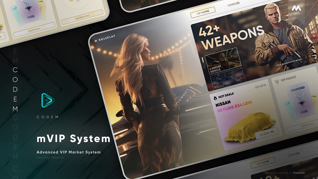 CodeM mVIPSystem — VIP Membership & Subscription System CodeM mVIPSystem — Sistema de membresía y suscripción VIP FiveM vista previa del recurso