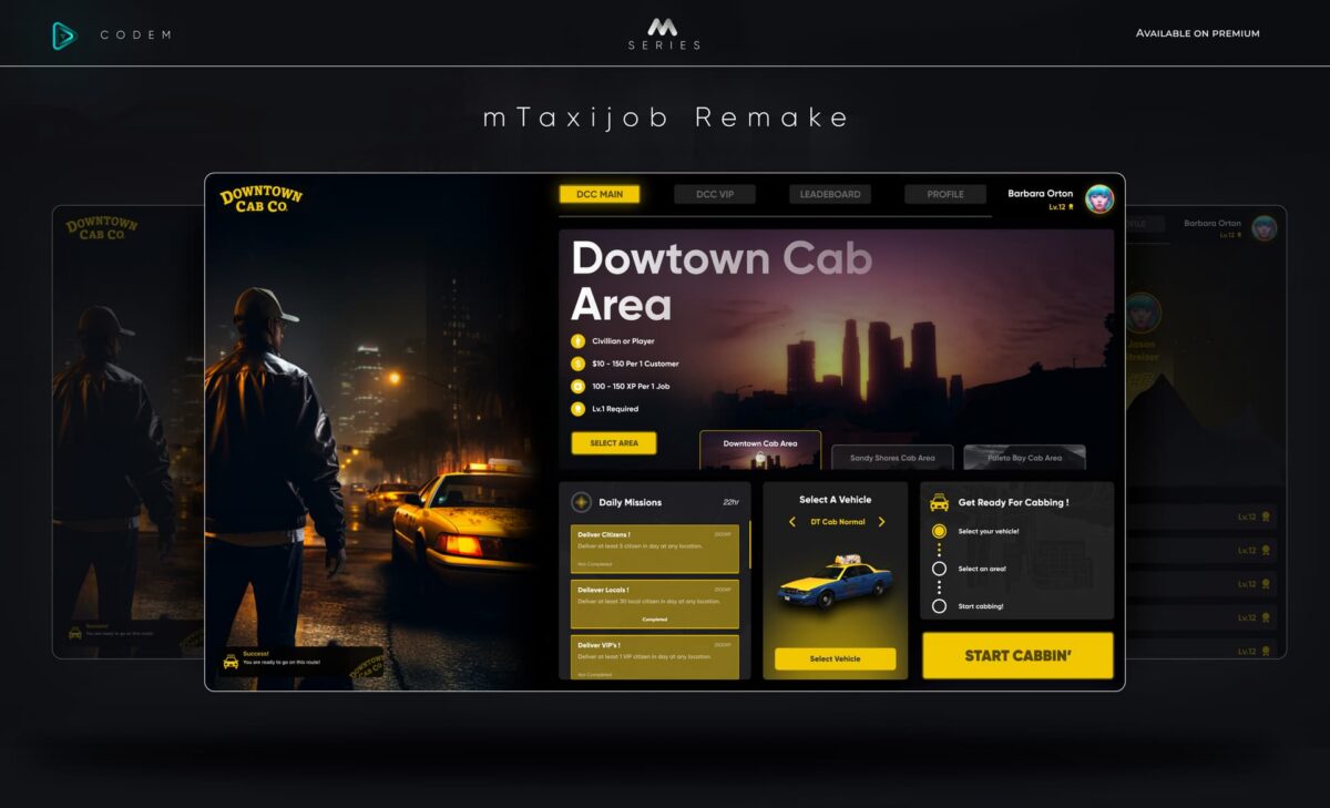 CodeM mTaxiJob — Script Avanzado de Taxi FiveM vista previa del recurso 3