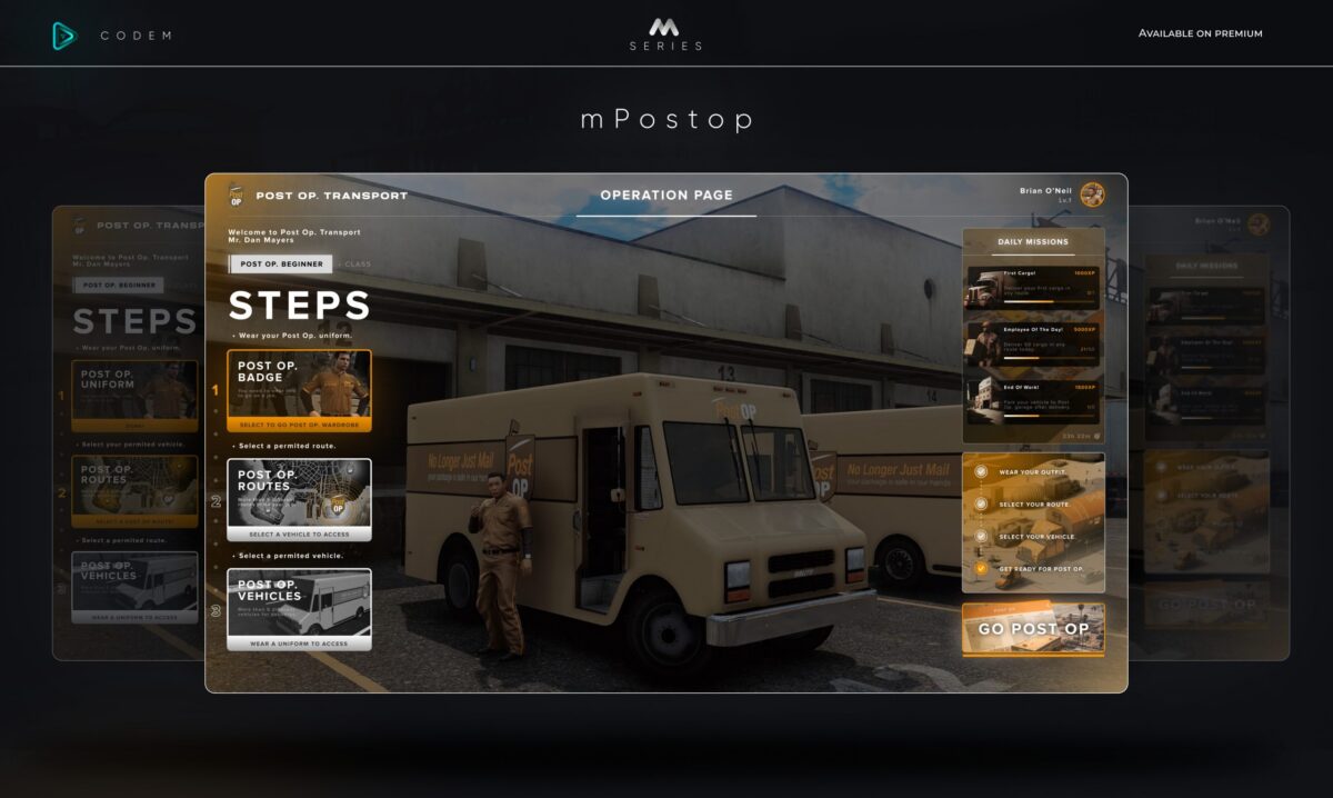 CodeM mPostop — Trabajo avanzado de carga FiveM vista previa del recurso 2