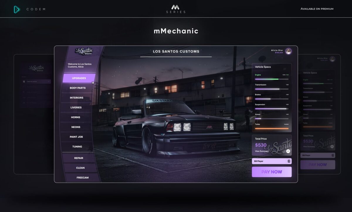 CodeM mMechanic Job — Sistema avanzado de trabajo de mecánico FiveM vista previa del recurso 2