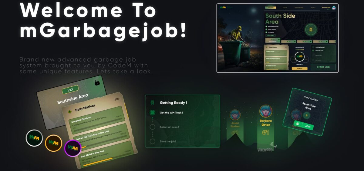 CodeM mGarbagejob — Trabajo Avanzado de Co-Op de Saneamiento FiveM vista previa del recurso 3