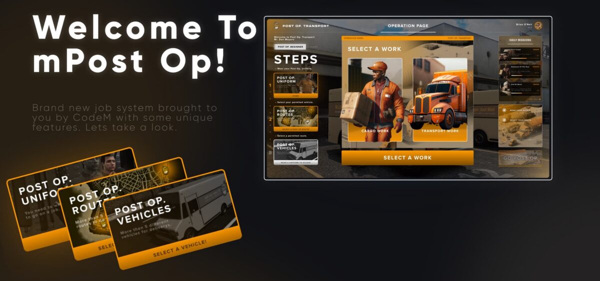 CodeM mPostop — Trabajo avanzado de carga FiveM vista previa del recurso 3