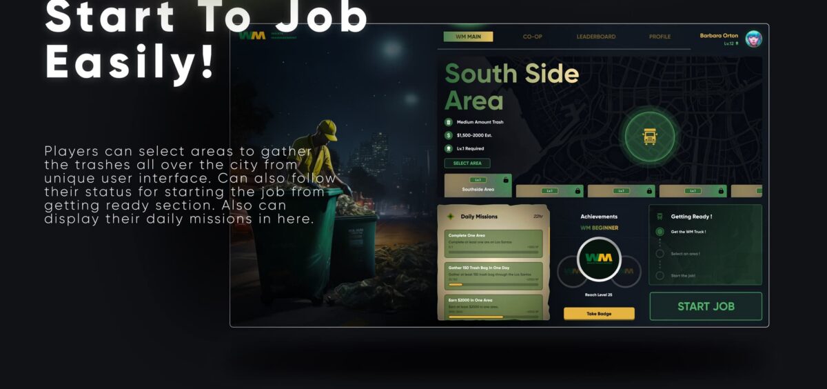 CodeM mGarbagejob — Trabajo Avanzado de Co-Op de Saneamiento FiveM vista previa del recurso 4