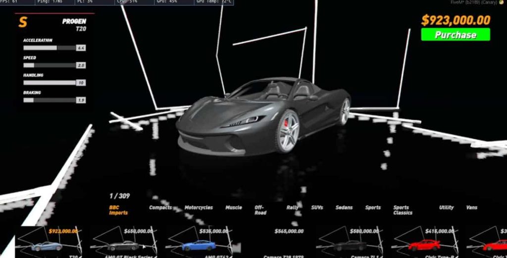 NoPixel v3 Showroom Vehicle Shop (ESX/QB) FiveM recurso de vista previa