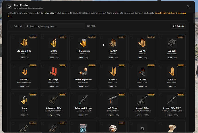 spoodyItemCreator | Herramienta de creación de objetos en el juego para ox_inventory