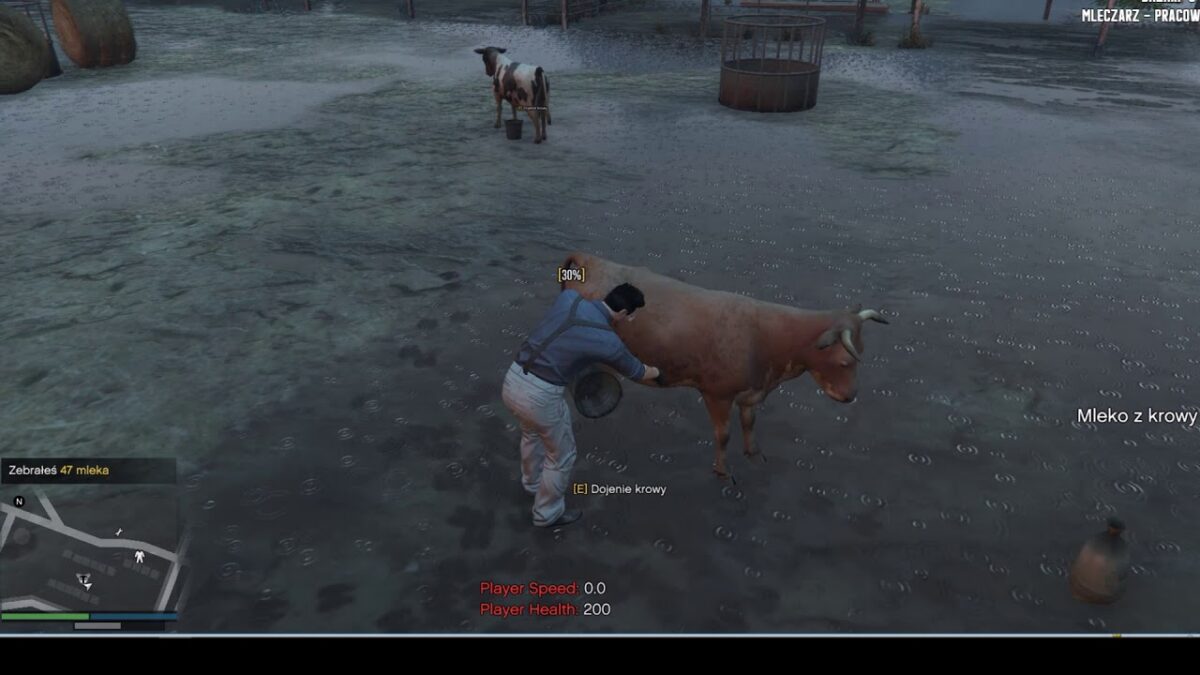 Vista previa de la jugabilidad del trabajo de MilkMan mostrando la interacción de ordeño de vacas