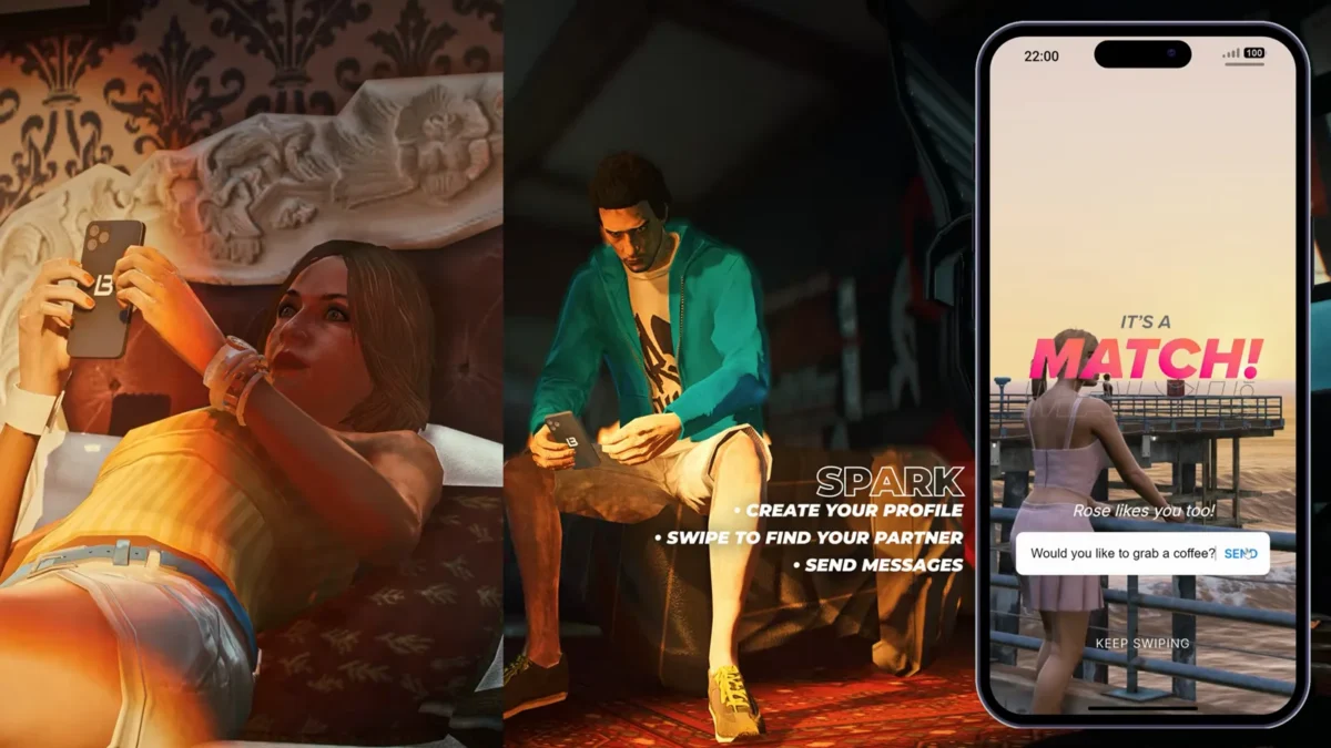 LB Phone v2 interface de mensagens e correspondência mostrada no vídeo oficial do produto
