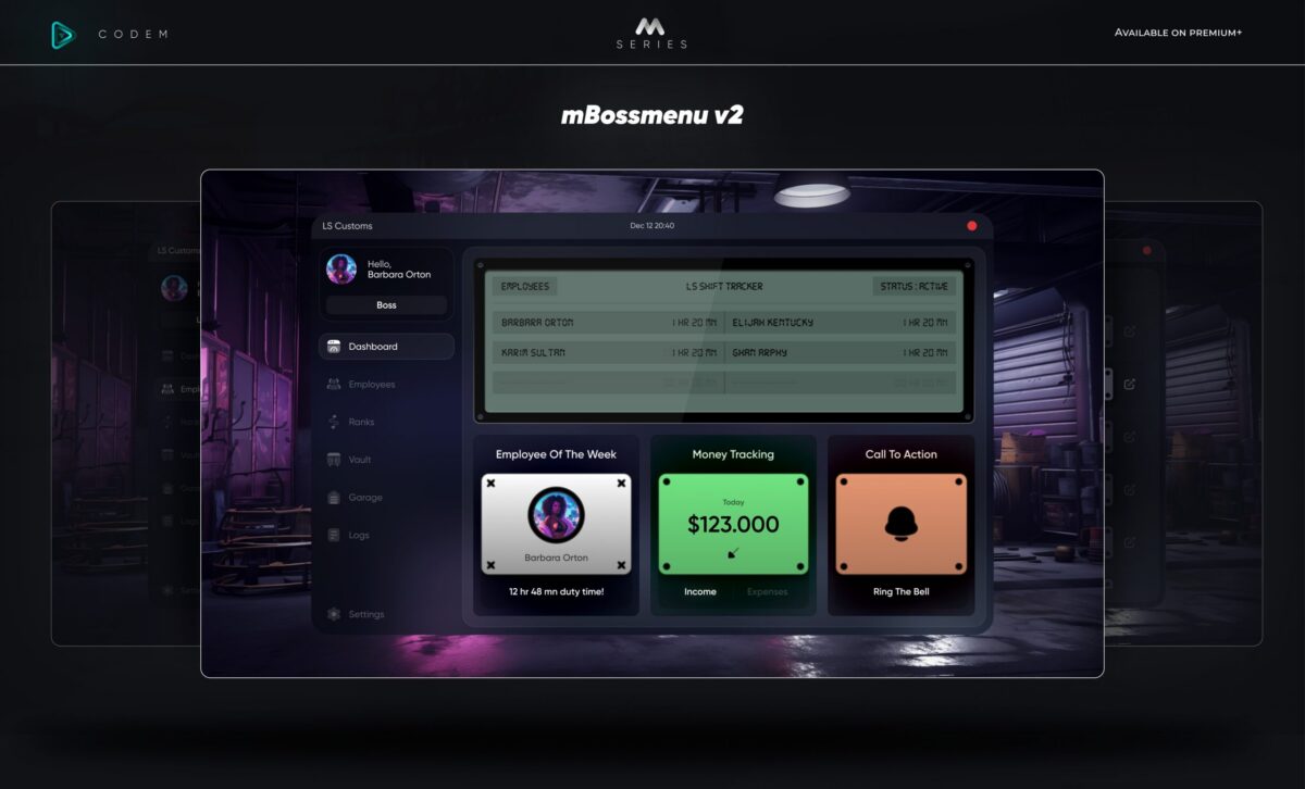 Vista previa del recurso CodeM mBossMenu FiveM