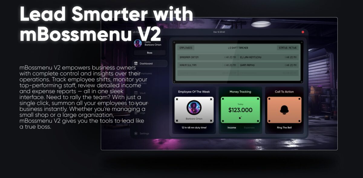 Vista previa del recurso CodeM mBossMenu FiveM 3